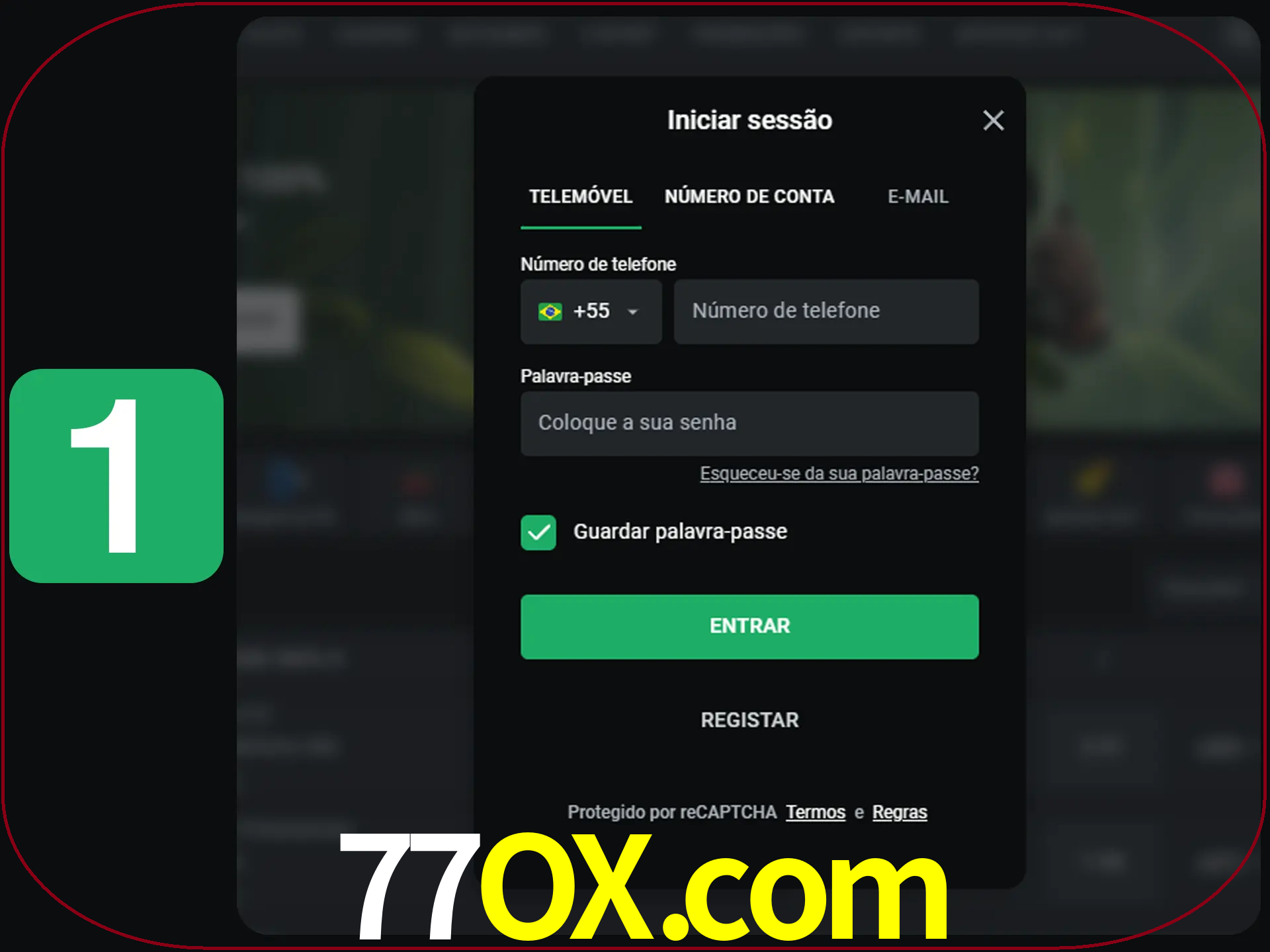 Clique no botão Entrar.